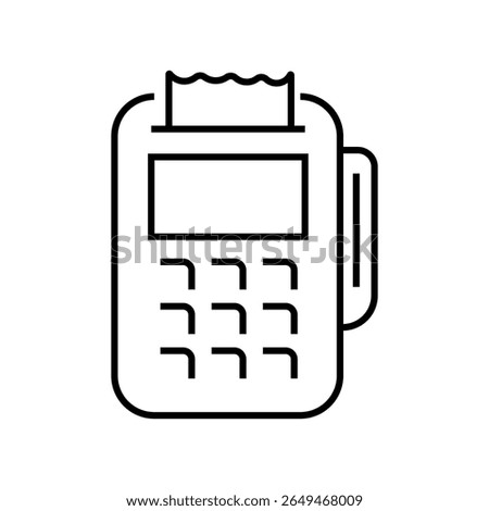 Single line icon of POS (Point of Sale) card machine. Suitable for payment, e-commerce, business, and transaction purposes. Editable stroke, vector illustration.