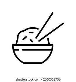 Single line icon of rice. High quality vector illustration for design, web sites, internet shops, online books etc. Editable stroke in trendy flat style isolated on white background 