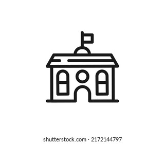 Einzeilige Symbole der Schule. Hochwertige Vektorgrafik für Design, Websites, Internetshops, Online-Bücher usw. Bearbeitbarer Strich im trendigen, flachen Stil einzeln auf weißem Hintergrund 