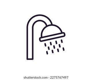 Icono de una sola línea de ducha sobre fondo blanco aislado. Gran calidad editable de golpe para aplicaciones móviles, diseño web, sitios web, tiendas en línea, etc. 