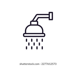 Single line icon of shower on isolated white background. High quality editable stroke for mobile apps, web design, websites, online shops etc. 