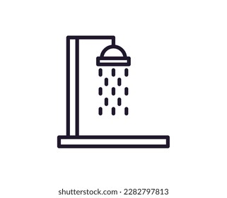 Single line icon of shower on isolated white background. High quality editable stroke for mobile apps, web design, websites, online shops etc. 