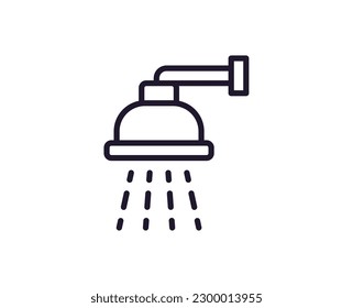 Icono de una sola línea de ducha sobre fondo blanco aislado. Gran calidad editable de golpe para aplicaciones móviles, diseño web, sitios web, tiendas en línea, etc. 