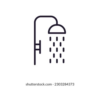 Icono de una sola línea de ducha sobre fondo blanco aislado. Gran calidad editable de golpe para aplicaciones móviles, diseño web, sitios web, tiendas en línea, etc. 