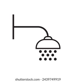 Single line icon of shower on isolated white background. High quality editable stroke for mobile apps, web design, websites, online shops etc.