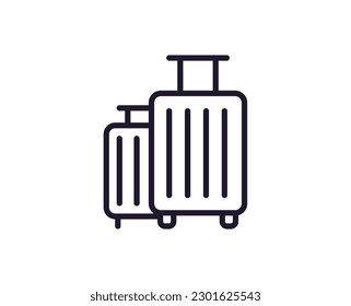 Single line icon of suitcase on isolated white background. High quality editable stroke for mobile apps, web design, websites, online shops etc. 