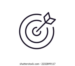 Icono de línea única de destino sobre fondo blanco aislado. Gran calidad editable de golpe para aplicaciones móviles, diseño web, sitios web, tiendas en línea, etc. 