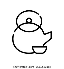 Single line icon of tea. High quality vector illustration for design, web sites, internet shops, online books etc. Editable stroke in trendy flat style isolated on white background 