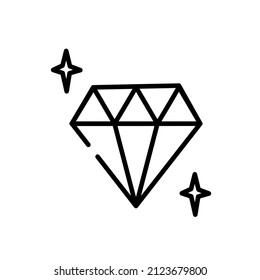 Single line icon, vector illustration. Image of a diamond and stars. Suitable for websites and social networks. Suitable for beauty professionals. 