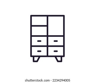 Single line icon of wardrobe. High quality vector illustration for design, web sites, internet shops, online books etc. Editable stroke in trendy flat style isolated on white background 
