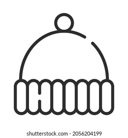 Single line icon of winter hat. High quality vector illustration for design, web sites, internet shops, online books etc. Editable stroke in trendy flat style isolated on white background 