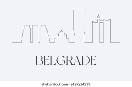 Single line illustration of Belgrade city. Simple minimalist skyline. Vector illustration