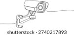 Single line illustration of a security camera representing surveillance and safety monitoring