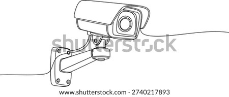 Single line illustration of a security camera representing surveillance and safety monitoring
