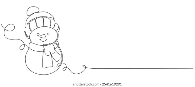 single line illustration of a snowman Vector eps