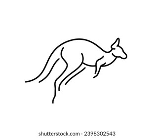 Single Line Kangaroo Mascot, Logo Design Vector