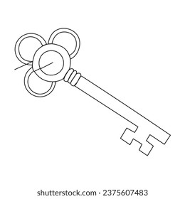 Single line key drawing of isolated vector object