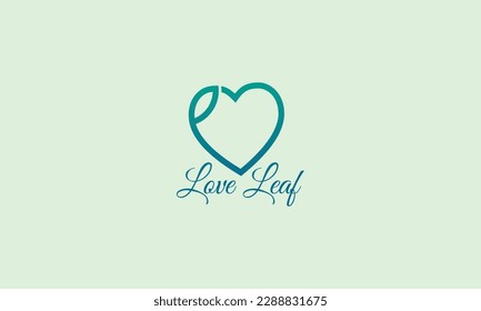 single line leaf and heart logo template