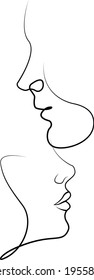 Single line love women faces