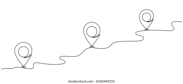  Single line line map symbol, location point for business.   Pin location, geosign of a editable line continuous drawing .      Vector illustration for delivery services