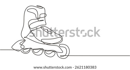 Single Line Minimalist Drawing Roller Skate. Inline Skating Concept Vector Illustration.