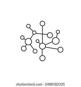 single line molecule icon. Chemical science, molecular structure, DNA cell protein vector illustration in chemical laboratory.  Scientific research.