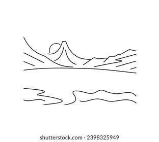 Einzeilige Bergsymbol, Logo-Design-Vektorgrafik