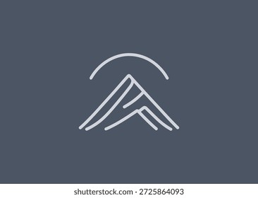 Single line mountain logo for adventure, exploration, or nature branding.