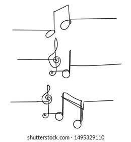 single line music note illustration vector handdrawn style