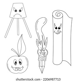 single line object characters on white background