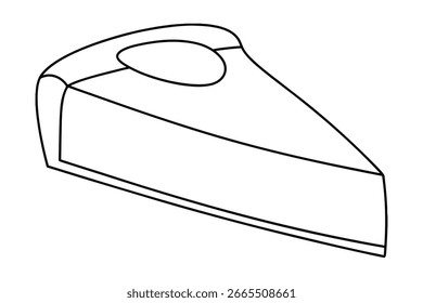Single line outline drawing a slice cheesecake food dessert