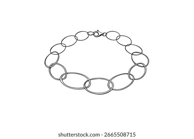 Einzeiliger Umriss eines ovalen Gliederkette Armband mit Verschluss Schmuck
