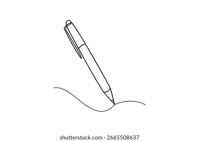 Single line outline a pen drawing a curved line a writing