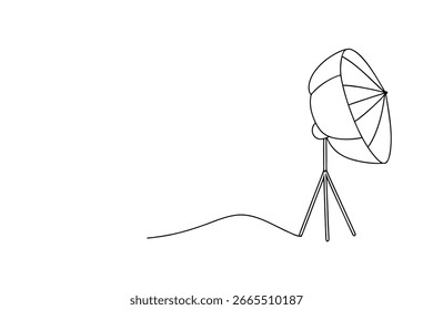Einzeilige Umrisse einer Studio-Softbox Licht ein Stativ mit Cord Fotografie Ausrüstung