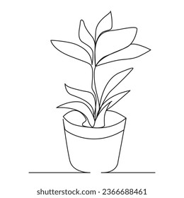 Single line Plant growth processing from seed illustration