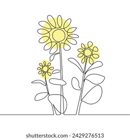 Single Line Plant Growth Processing on pot illustration