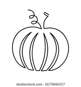Einzeilige Kürbis-Cartoon-Symbol-Illustration. Vektor-Lebensmittel-Gemüse-Flachsymbol einzeln auf weißem Hintergrund. Squashline Art
