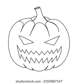 Single line pumpkin halloween face vector art illustration