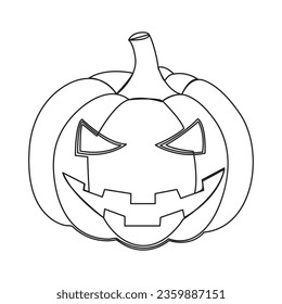 Single line pumpkin halloween face vector art illustration