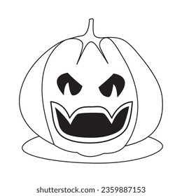 Single line pumpkin halloween face vector art illustration