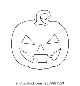 Single line pumpkin halloween face vector art illustration