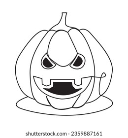Single line pumpkin halloween face vector art illustration