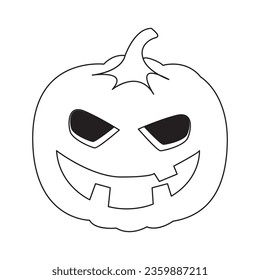 Single line pumpkin halloween face vector art illustration
