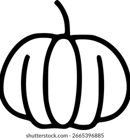 Icono de calabaza de una sola línea, Ilustración vectorial de cosecha de otoño de línea continua minimalista, aislado sin Clipart de fondo