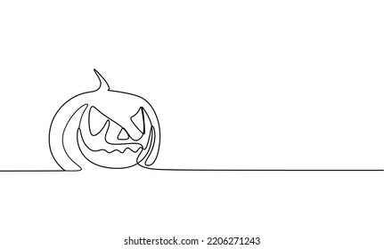 Single line pumpkin illustration  Halloween pumpkin one line vector 