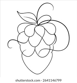 Single line raspberry fruit illustration ideal for natural food campaigns elegant packaging and botanical educational visual materials in minimalist design