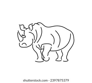 Single Line Rhino Mascot Icon