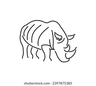 Single Line Rhino Mascot Icon