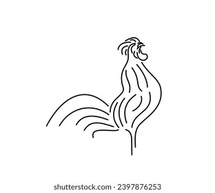 Single Line Rooster Mascot Icon