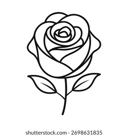Einzeilige Rose Symbol mit eleganten Blütenblättern minimales und einfaches Vektordesign